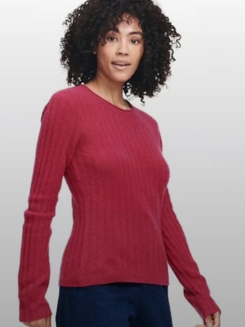NAADAM Women's Red Crew Neck Sweater